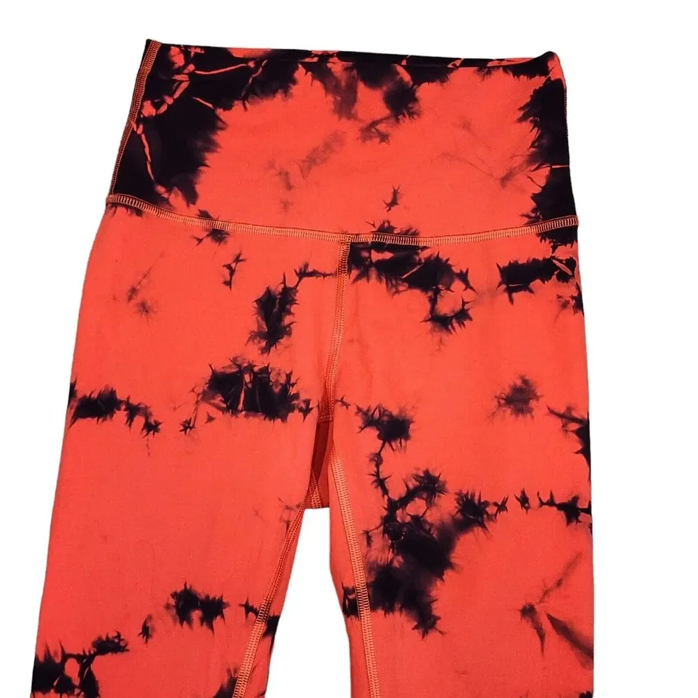 Lululemon Wunder Train HR Crop 21" Everlux Size 4 Tie Dye‎ Carnation Red Black - Picture 5 of 6
